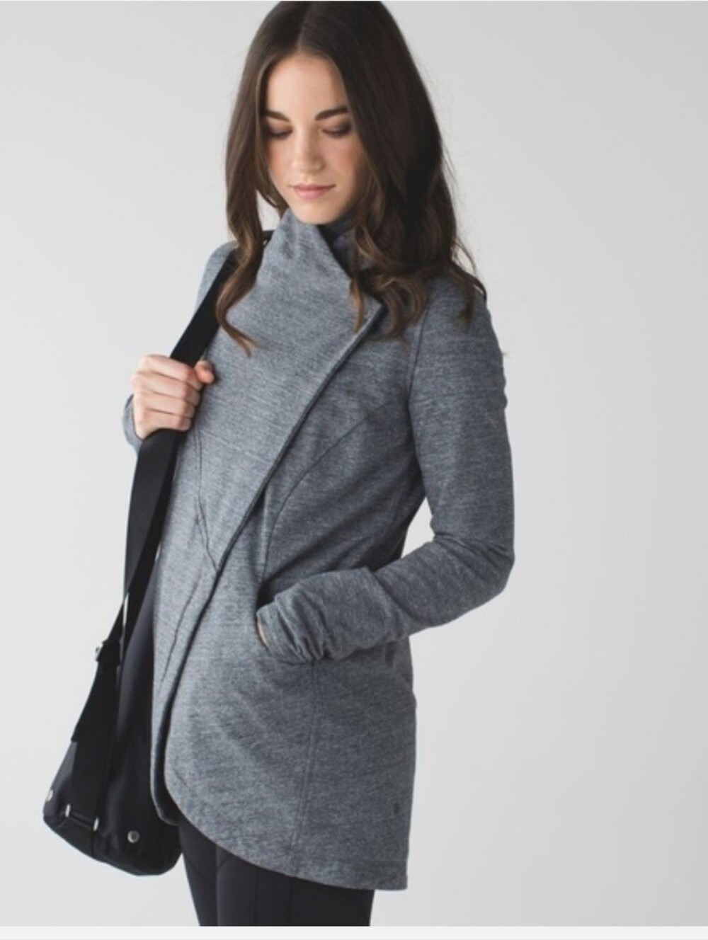 Lululemon Thats A Wrap Cozy Asymmetrical Neck Sweater Jacket in Grey Size 8